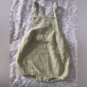 Angel Dear Sage Green Overalls *organic cotton*